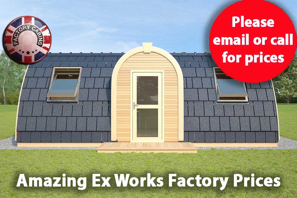 Camping Glamping Pods Liverpool 7.2m x 4.0m 1338 Factory Log Cabins